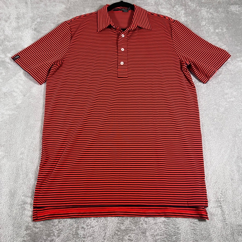 RLX‎ Ralph Lauren Golf Polo Mens Medium Red Striped Performance Stretch